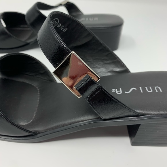 Unisa Black Chunky Heel Slip On Sandals - Picture 4 of 8